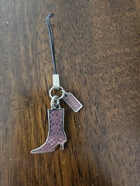 Coach Pink Signature Boot Charm Strap with Silver Hardware